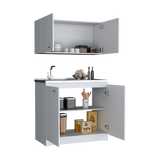 Cocina Napoles Blanco 100x49cm con Mesón de Acero Inoxidable para Lado Izquierdo y sin Estufa - COCINAS | Bylmo