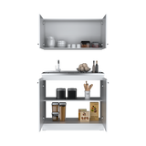 Cocina Napoles Blanco 100x49cm con Mesón de Acero Inoxidable para Lado Izquierdo y sin Estufa - COCINAS | Bylmo