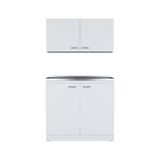 Cocina Napoles Blanco 100x49cm con Mesón de Acero Inoxidable para Lado Izquierdo y sin Estufa - COCINAS | Bylmo