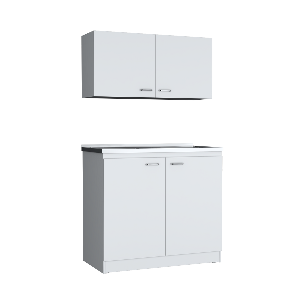 Cocina Napoles Blanco 100x49cm con Mesón de Acero Inoxidable para Lado Izquierdo y sin Estufa - COCINAS | Bylmo