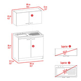 Cocina Napoles Blanco 100x49cm con Mesón de Acero Inoxidable para Lado Izquierdo y sin Estufa - COCINAS | Bylmo