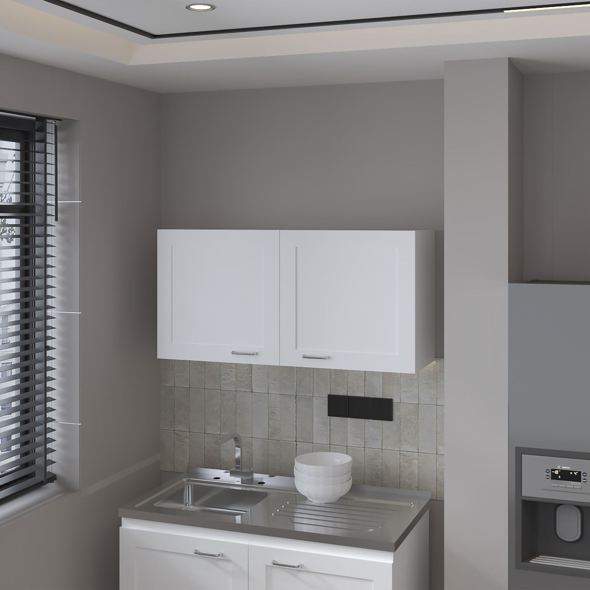 Mueble Superior de Cocina Zurich Blanco 100x49cm con Dos Puertas - MUEBLES SUPERIORES DE COCINA | Bylmo