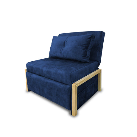 Silla Poltrona Reclinable Dorian Azul Oscuro 100x75cm de Un Puesto con Bolsillos y Reposapiés - SOFAS Y POLTRONAS | Bylmo
