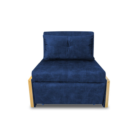 Silla Poltrona Reclinable Dorian Azul Oscuro 100x75cm de Un Puesto con Bolsillos y Reposapiés - SOFAS Y POLTRONAS | Bylmo