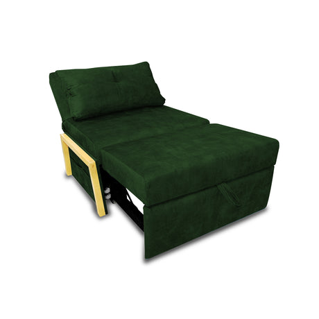 Silla Poltrona Reclinable Dorian Verde 100x75cm de Un Puesto con Bolsillos y Reposapiés - SOFAS Y POLTRONAS | Bylmo