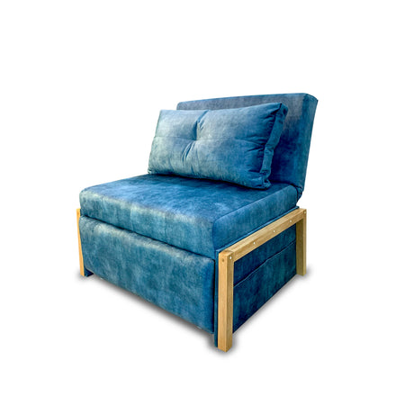 Silla Poltrona Reclinable Dorian Azul 100x75cm de Un Puesto con Bolsillos y Reposapiés - SOFAS Y POLTRONAS | Bylmo
