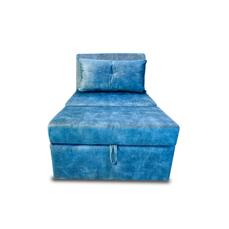 Silla Poltrona Reclinable Dorian Azul 100x75cm de Un Puesto con Bolsillos y Reposapiés - SOFAS Y POLTRONAS | Bylmo