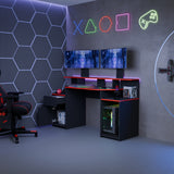 Escritorio Gamer Nick Wengue y Roma 150x88cm con Iluminación LED y Un Cajón - ESCRITORIOS | Bylmo