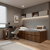 Cama Nido Lia Caramelo 96x83cm con Escritorio para Cama Sencilla y sin Colchones - CAMAS | Bylmo