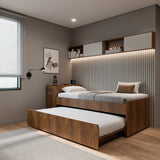 Cama Nido Lia Caramelo 96x83cm con Escritorio para Cama Sencilla y sin Colchones - CAMAS | Bylmo