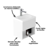 Mueble para Lavamanos Flotante Essential Blanco 40x40cm con Lavamanos Eco - MUEBLES PARA LAVAMANOS | Bylmo