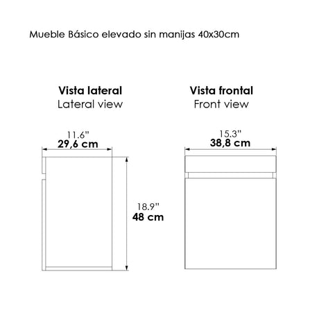 Mueble para Lavamanos Flotante Essential Soder 40x48cm con Lavamanos Eco y con Un Cajón - MUEBLES PARA LAVAMANOS | Bylmo