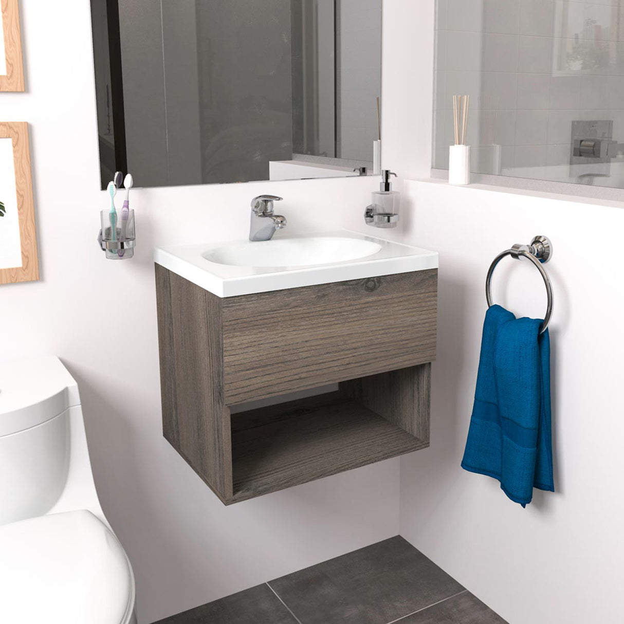 Mueble para Lavamanos Flotante Essential Mitte 48x40cm con Lavamanos Eco - MUEBLES PARA LAVAMANOS | Bylmo