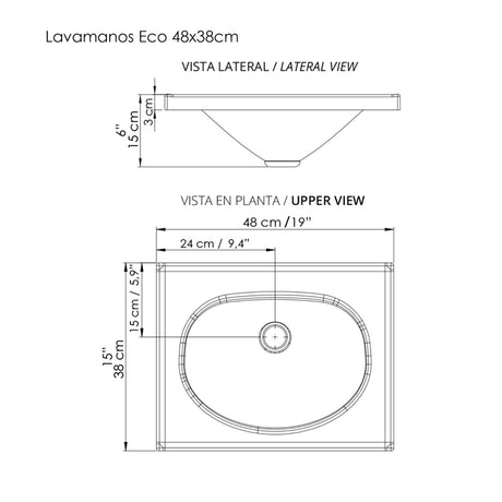 Mueble para Lavamanos Flotante Essential Mitte 48x40cm con Lavamanos Eco - MUEBLES PARA LAVAMANOS | Bylmo