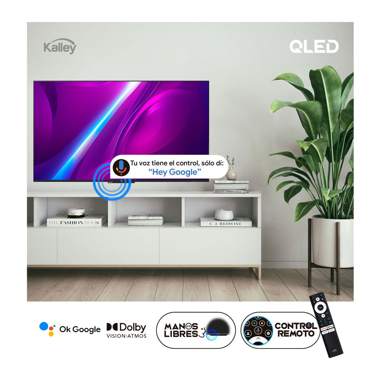 Televisor Smart 55 Pulgadas 4K QLED Negro 122.6x76.59cm con WIFI Integrado y Bluetooth - TELEVISORES | Bylmo