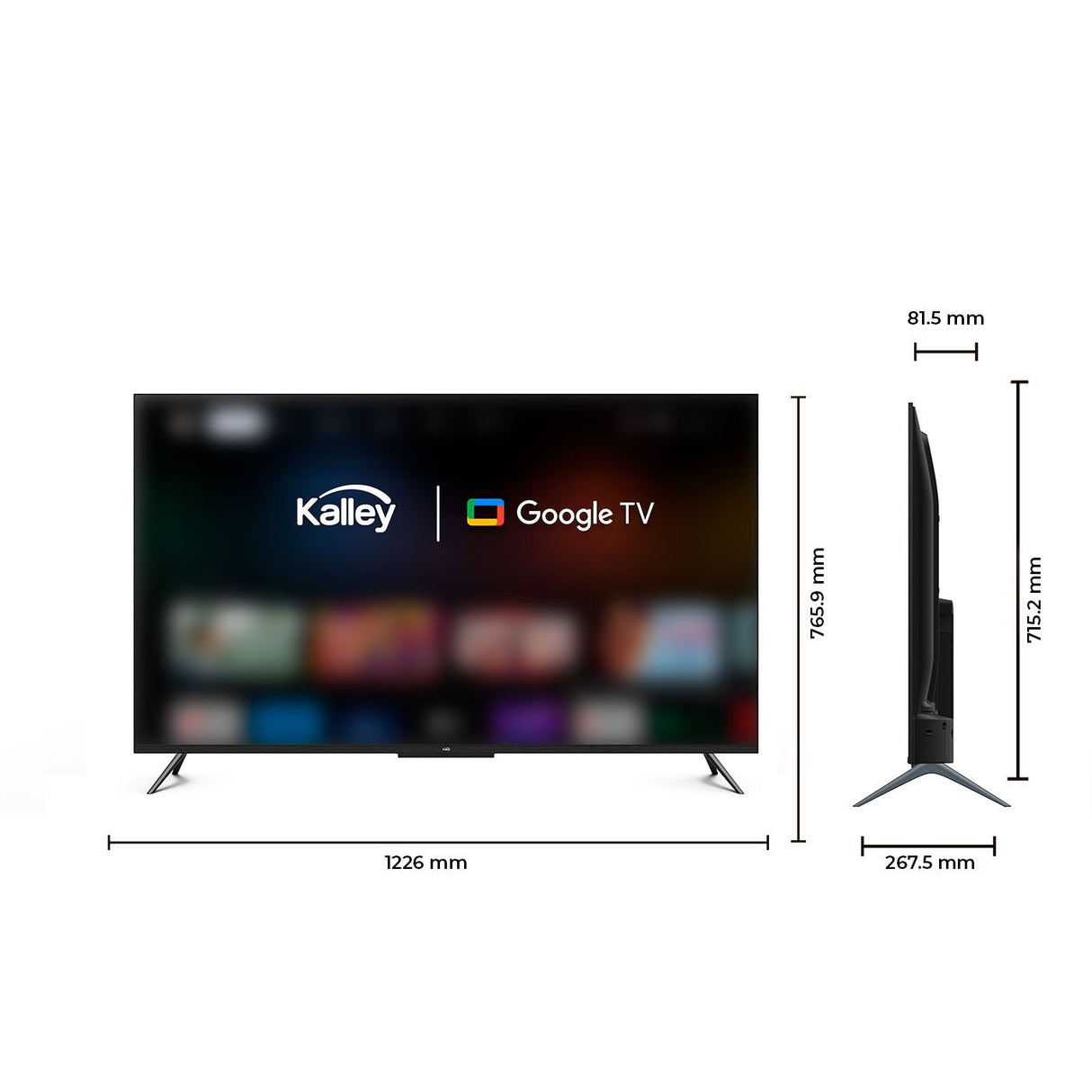 Televisor Smart 55 Pulgadas 4K QLED Negro 122.6x76.59cm con WIFI Integrado y Bluetooth - TELEVISORES | Bylmo