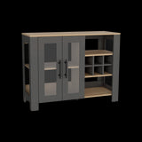 Bar Bajo Berkley Plomo y Fresno Europeo 100x77cm con Ocho Portacopas y Seis Portabotellas - BARES | Bylmo
