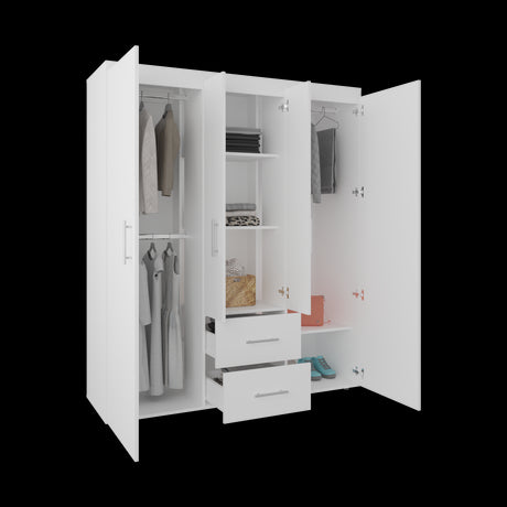 Closet Bariloche Blanco 177.9x50.4cm con Dos Cajones Tres Entrepaños y con Diez Compartimiento - CLOSETS | Bylmo