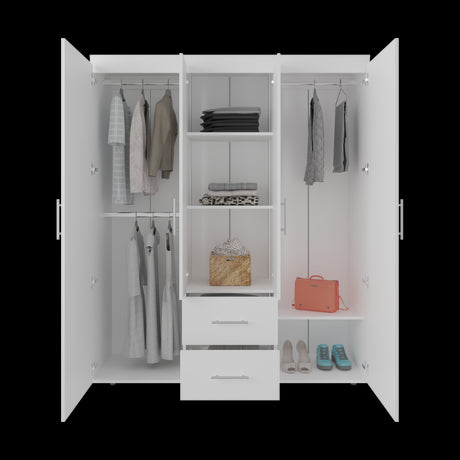 Closet Bariloche Blanco 177.9x50.4cm con Dos Cajones Tres Entrepaños y con Diez Compartimiento - CLOSETS | Bylmo