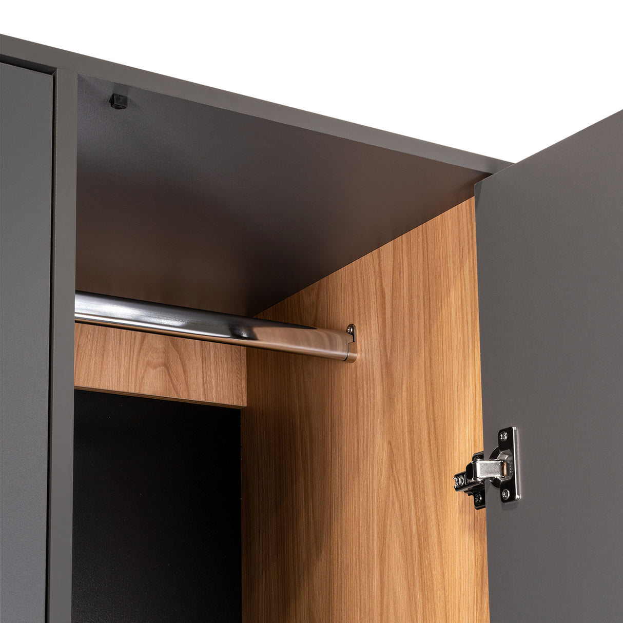 Closet Girona Plomo y Fresno Europeo 180x48.8cm con Un Cajón con Dos Entrepaños y con Seis Compartimiento - CLOSETS | Bylmo