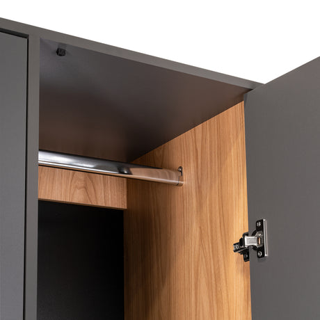 Closet Girona Plomo y Fresno Europeo 180x48.8cm con Un Cajón con Dos Entrepaños y con Seis Compartimiento - CLOSETS | Bylmo