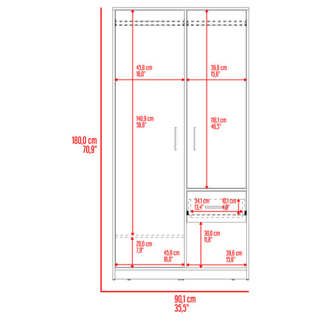 Closet Girona Plomo y Fresno Europeo 180x48.8cm con Un Cajón con Dos Entrepaños y con Seis Compartimiento - CLOSETS | Bylmo