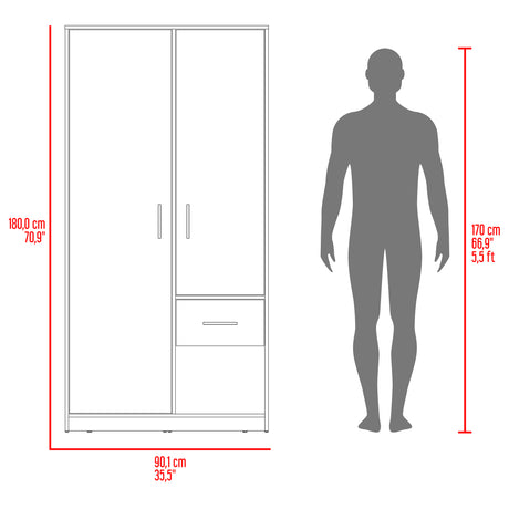 Closet Girona Plomo y Fresno Europeo 180x48.8cm con Un Cajón con Dos Entrepaños y con Seis Compartimiento - CLOSETS | Bylmo