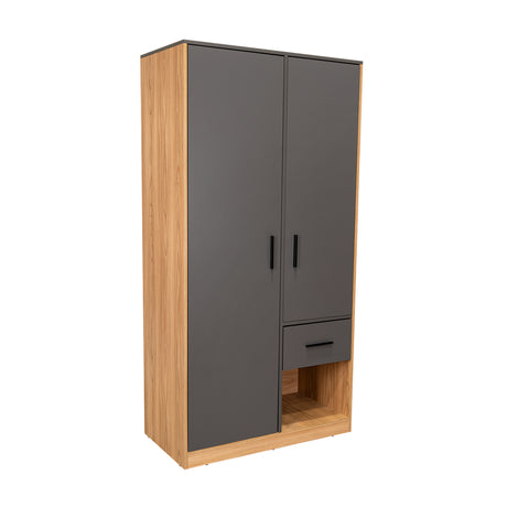 Closet Girona Plomo y Fresno Europeo 180x48.8cm con Un Cajón con Dos Entrepaños y con Seis Compartimiento - CLOSETS | Bylmo