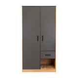 Closet Girona Plomo y Fresno Europeo 180x48.8cm con Un Cajón con Dos Entrepaños y con Seis Compartimiento - CLOSETS | Bylmo