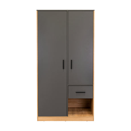 Closet Girona Plomo y Fresno Europeo 180x48.8cm con Un Cajón con Dos Entrepaños y con Seis Compartimiento - CLOSETS | Bylmo
