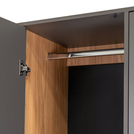 Closet Girona Plomo y Fresno Europeo 180x48.8cm con Un Cajón con Dos Entrepaños y con Seis Compartimiento - CLOSETS | Bylmo