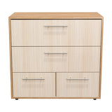 Cajonera Sevilla Fresno Europeo y Blanco 80x75cm De Tres Hileras con Cuatro Cajones - CAJONERAS Y COMODAS | Bylmo