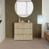 Cajonera Sevilla Fresno Europeo y Blanco 80x75cm De Tres Hileras con Cuatro Cajones - CAJONERAS Y COMODAS | Bylmo