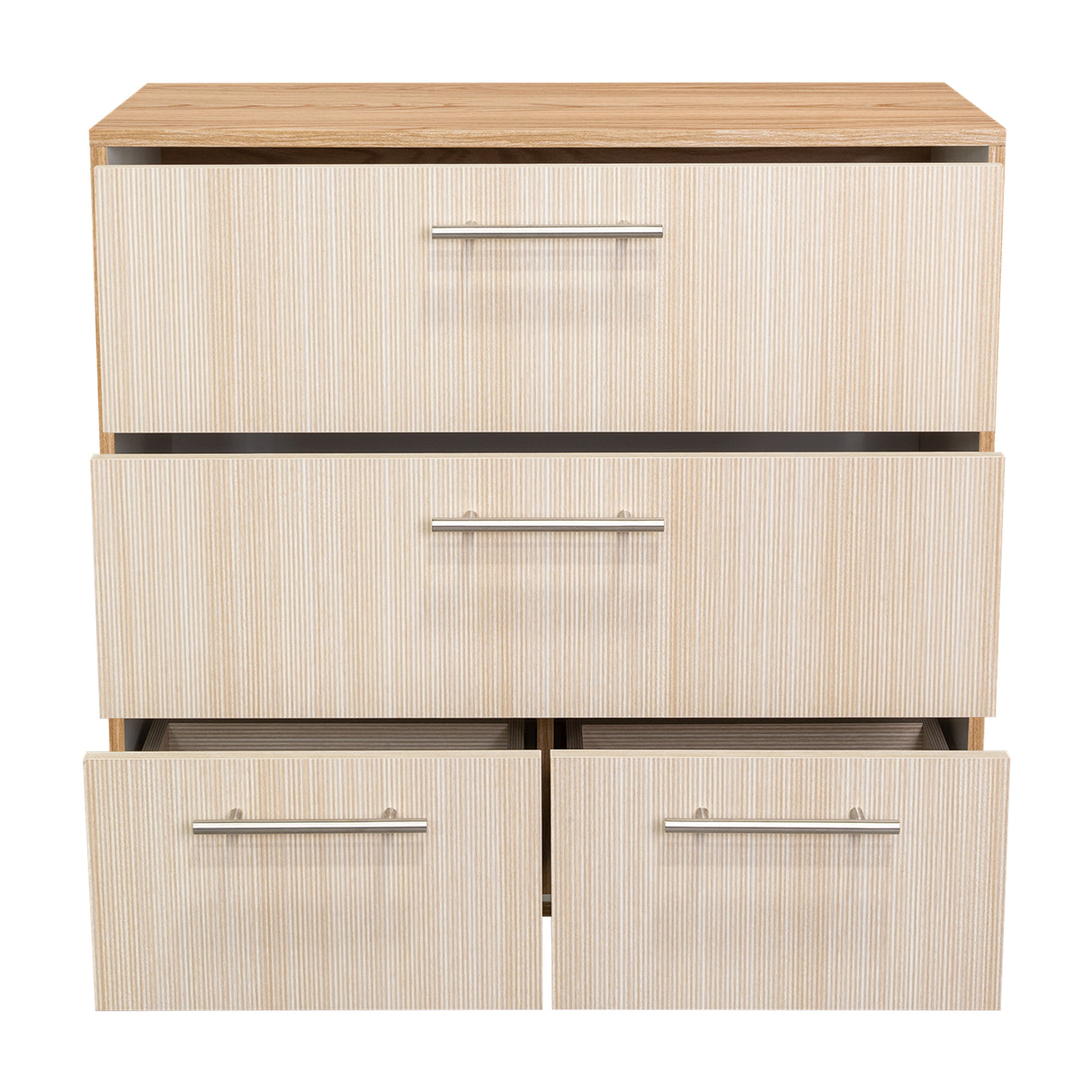 Cajonera Sevilla Fresno Europeo y Blanco 80x75cm De Tres Hileras con Cuatro Cajones - CAJONERAS Y COMODAS | Bylmo