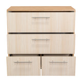 Cajonera Sevilla Fresno Europeo y Blanco 80x75cm De Tres Hileras con Cuatro Cajones - CAJONERAS Y COMODAS | Bylmo