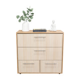 Cajonera Sevilla Fresno Europeo y Blanco 80x75cm De Tres Hileras con Cuatro Cajones - CAJONERAS Y COMODAS | Bylmo