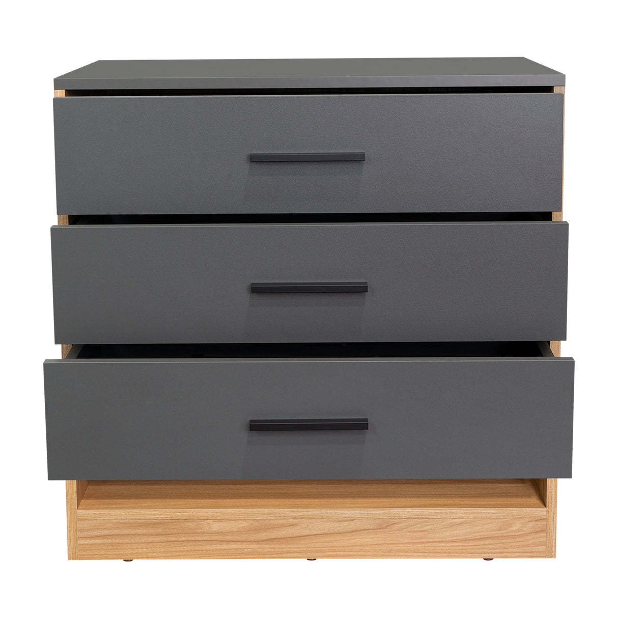 Cajonera Girona Plomo y Fresno Europeo 70x70cm De Cuatro Hileras con Tres Cajones - CAJONERAS Y COMODAS | Bylmo