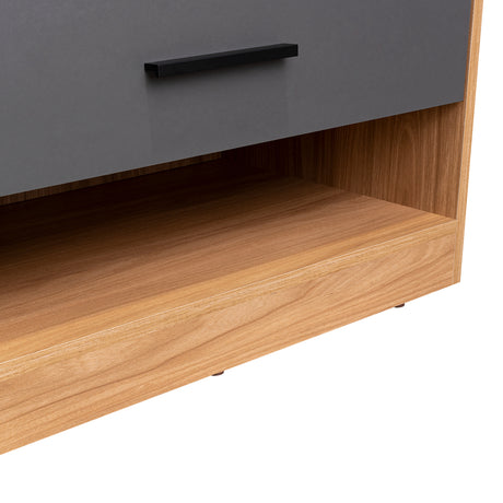Cajonera Girona Plomo y Fresno Europeo 70x70cm De Cuatro Hileras con Tres Cajones - CAJONERAS Y COMODAS | Bylmo