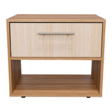 Mesa de Noche Sevilla Fresno Europeo 45.9x37.3cm con Dos Compartimientos - MESAS DE NOCHE | Bylmo