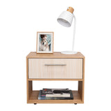 Mesa de Noche Sevilla Fresno Europeo 45.9x37.3cm con Dos Compartimientos - MESAS DE NOCHE | Bylmo