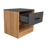 Mesa de Noche Girona Plomo y Fresno Europeo 50x40.3cm con Dos Compartimientos - MESAS DE NOCHE | Bylmo