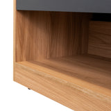 Mesa de Noche Girona Plomo y Fresno Europeo 50x40.3cm con Dos Compartimientos - MESAS DE NOCHE | Bylmo