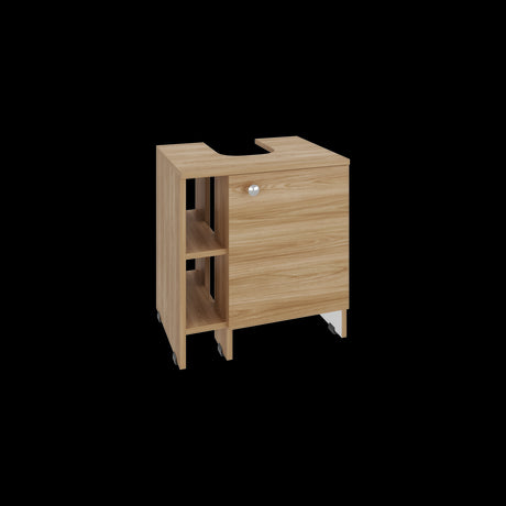 Mueble para Lavamanos Basic Fresno Europeo y Blanco 47x50.5cm con Patas y Una Puerta - MUEBLES PARA LAVAMANOS | Bylmo