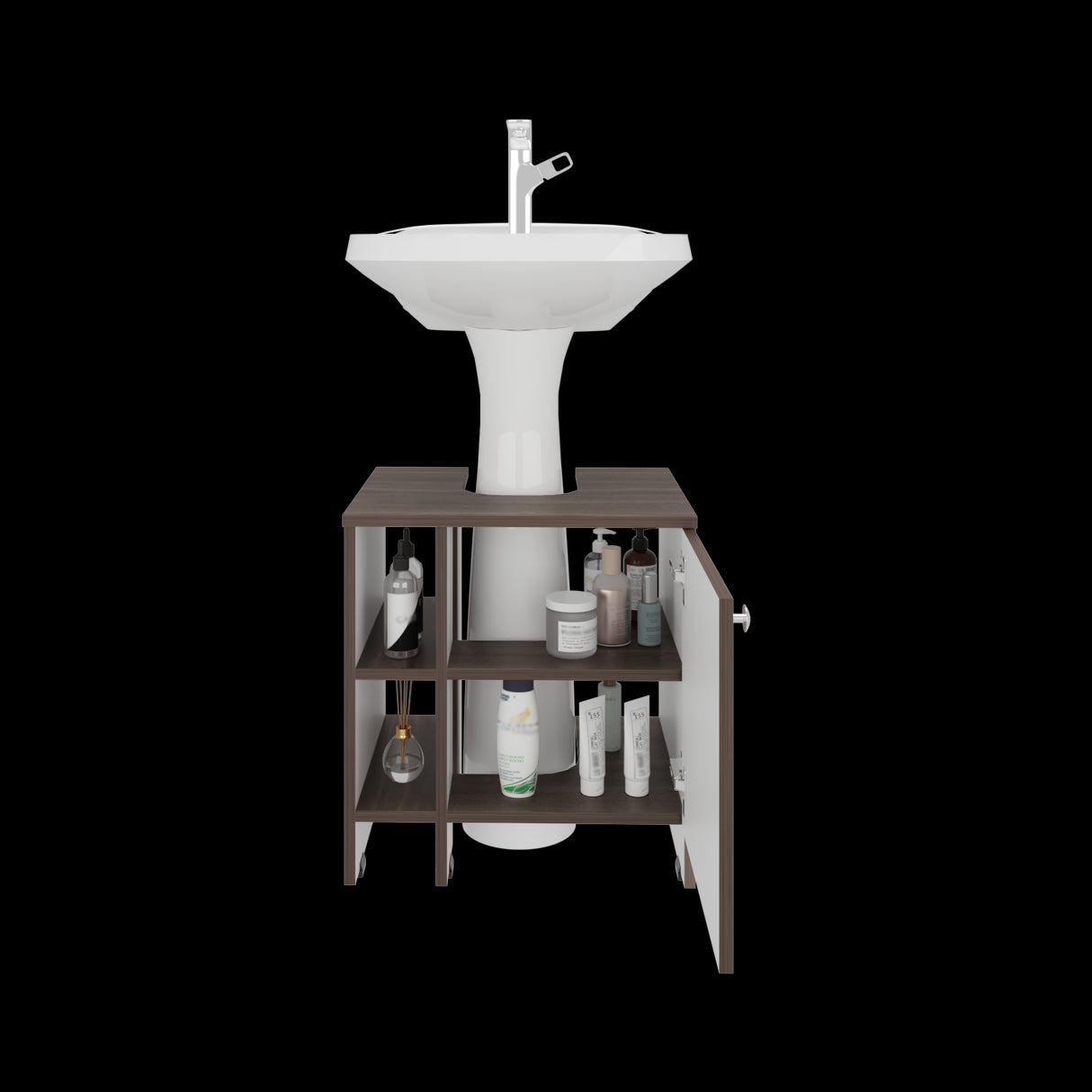 Mueble para Lavamanos Basic Milan y Blanco 47x50.5cm con Patas y Una Puerta - MUEBLES PARA LAVAMANOS | Bylmo