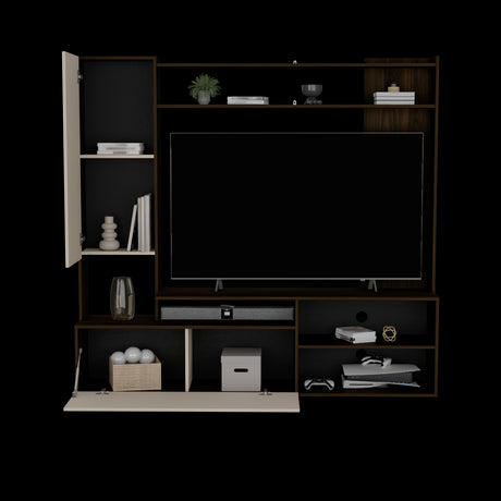 Rack de TV Nolic Capri y Nogal 167x35cm Para TV Hasta 60 Pulgadas - MUEBLES DE TV | Bylmo