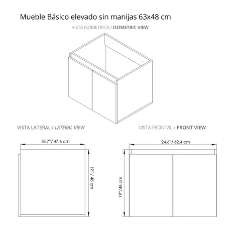 Mueble para Lavamanos Individual Essential Soder 63x48cm con Lavamanos Quadratto y Dos Puertas - MUEBLES PARA LAVAMANOS | Bylmo