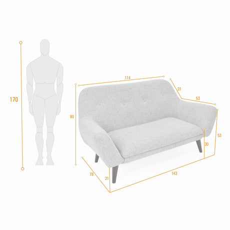 Sofá Lincoln Beige 143x80cm de Dos Puestos con Apoya Brazos - SOFAS Y POLTRONAS | Bylmo