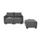 Sala Modular Alcala Gris 70x80cm de Tres Puestos con Apoya Brazos y Puff - SOFAS Y POLTRONAS | Bylmo