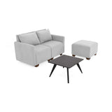 Sala Modular Alcala Plata y Wengue 70x80cm de Tres Puestos con Apoya Brazos Puff y Mesa de Centro - SOFAS Y POLTRONAS | Bylmo