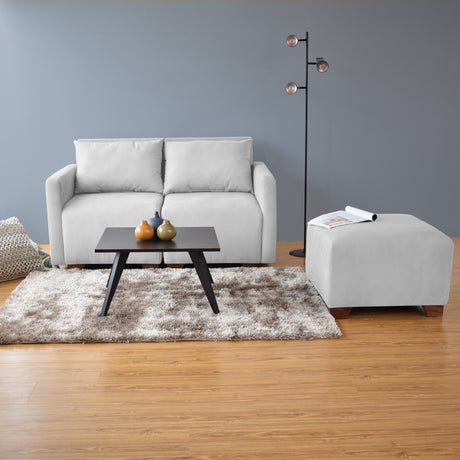 Sala Modular Alcala Plata y Wengue 70x80cm de Tres Puestos con Apoya Brazos Puff y Mesa de Centro - SOFAS Y POLTRONAS | Bylmo